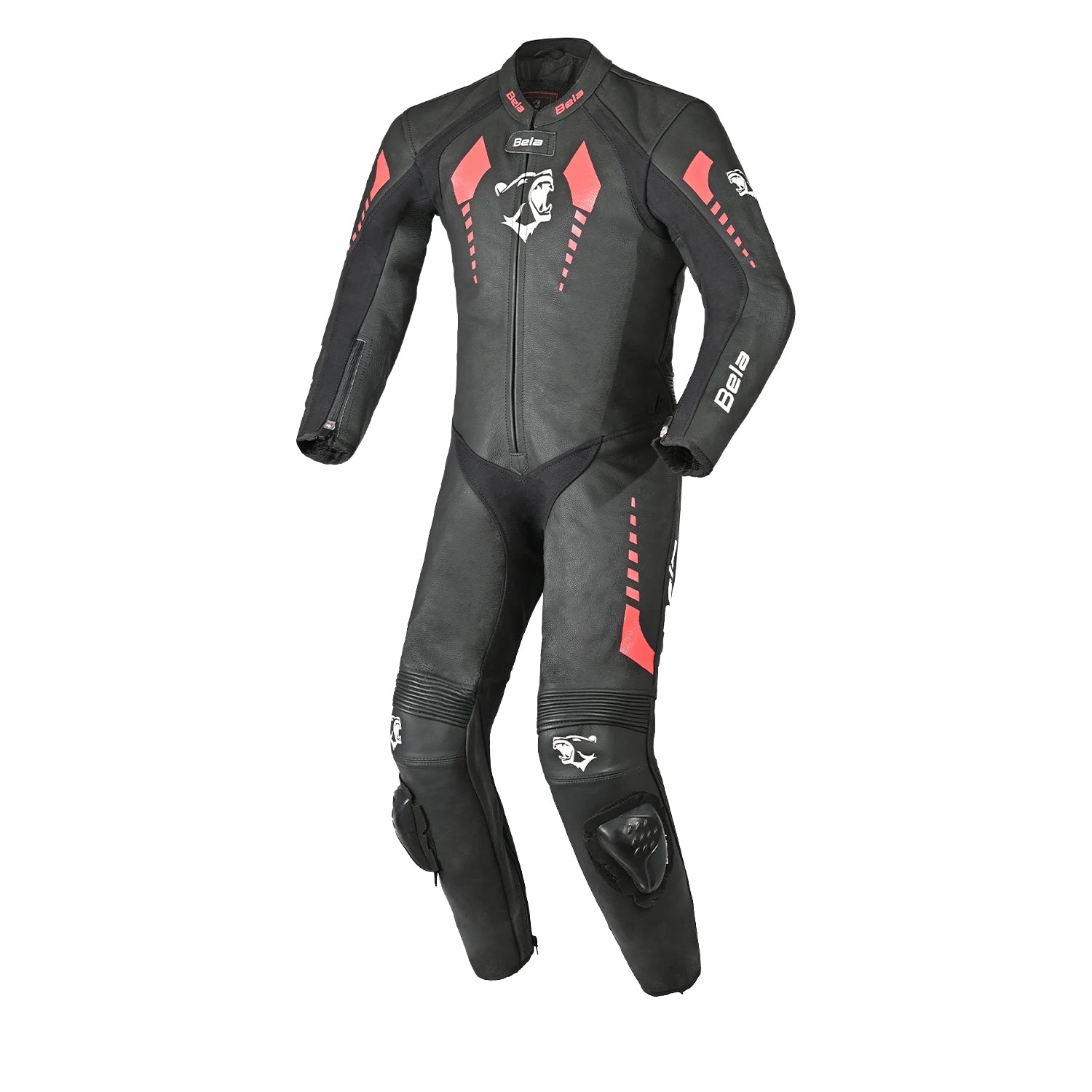 BELA ROLLOVER 1PC TUTA MOTO PELLE BAMBINI NERO ROSSO 