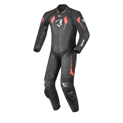 BELA ROLLOVER 1PC TUTA MOTO PELLE BAMBINI NERO ROSSO 