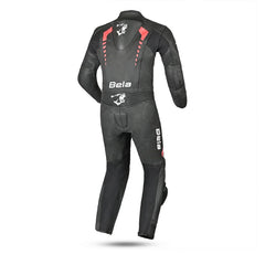 BELA ROLLOVER 1PC TUTA MOTO PELLE BAMBINI NERO ROSSO 