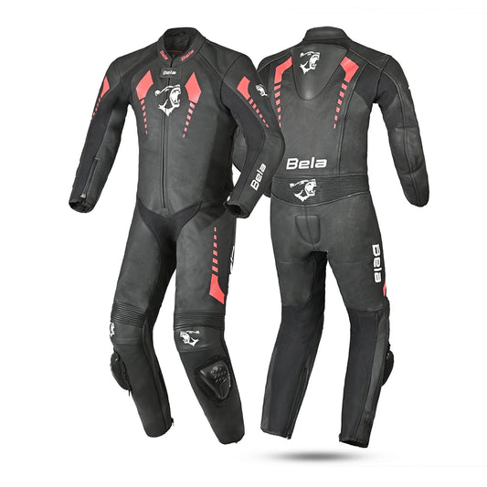 Traje de moto de cuero para niños Bela Rollover, negro y rojo, 1 pieza – Yamoto.it
