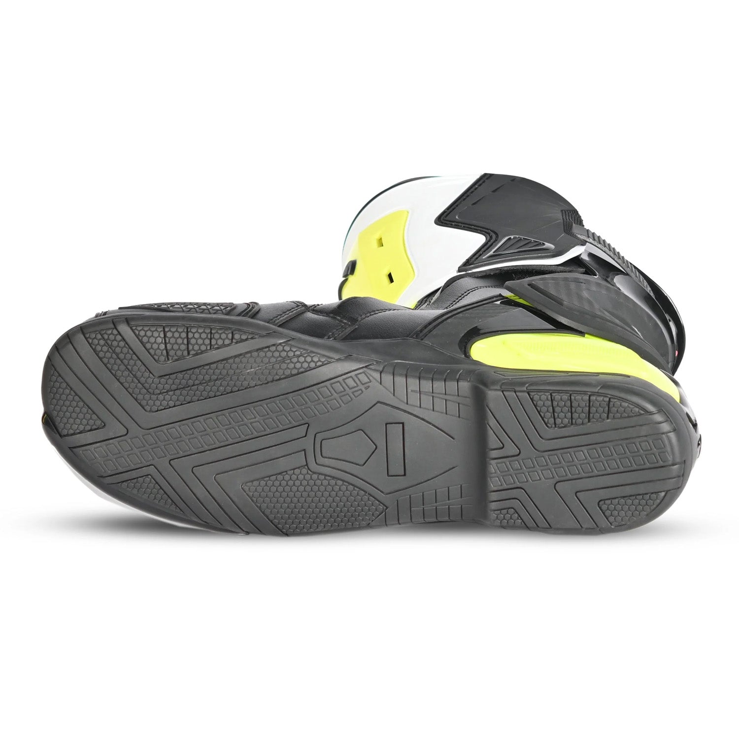 BELA STIVALI MOTO CORSA TURBO TRACK NERO BIANCO GIALLO FLUO 