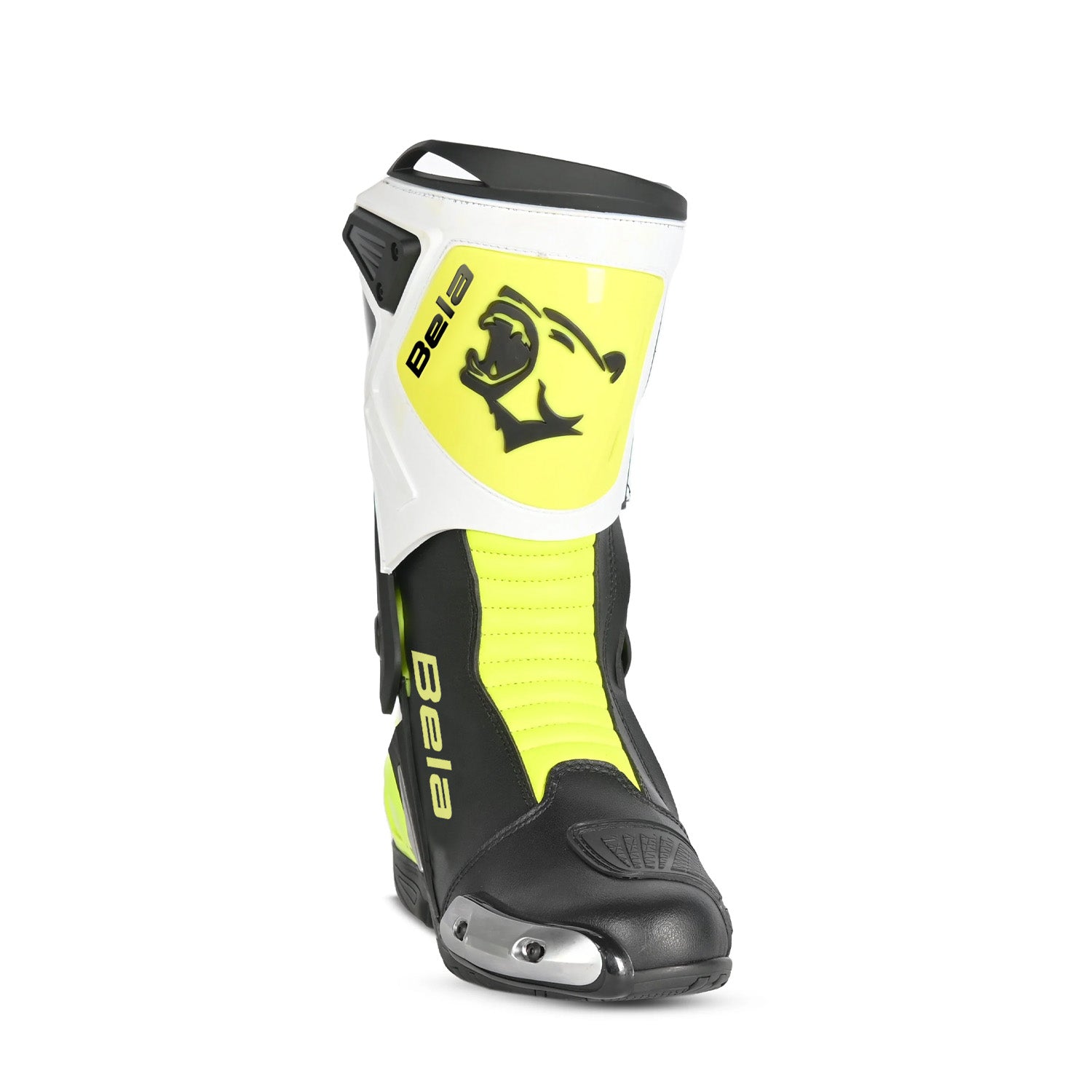 BELA STIVALI MOTO CORSA TURBO TRACK NERO BIANCO GIALLO FLUO 