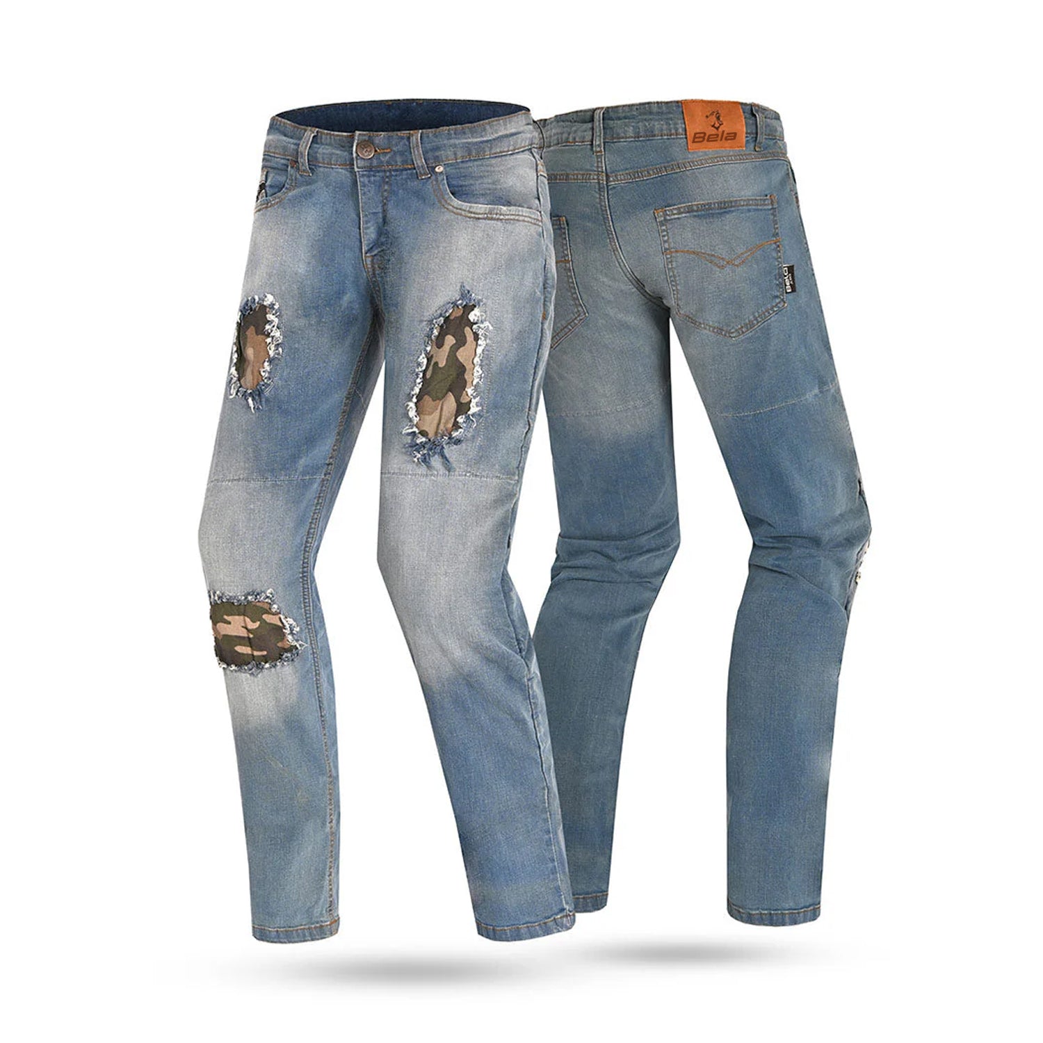BELA STONE PANTALONI UOMO CAMUFFARE JEANS CHIARO BLU 