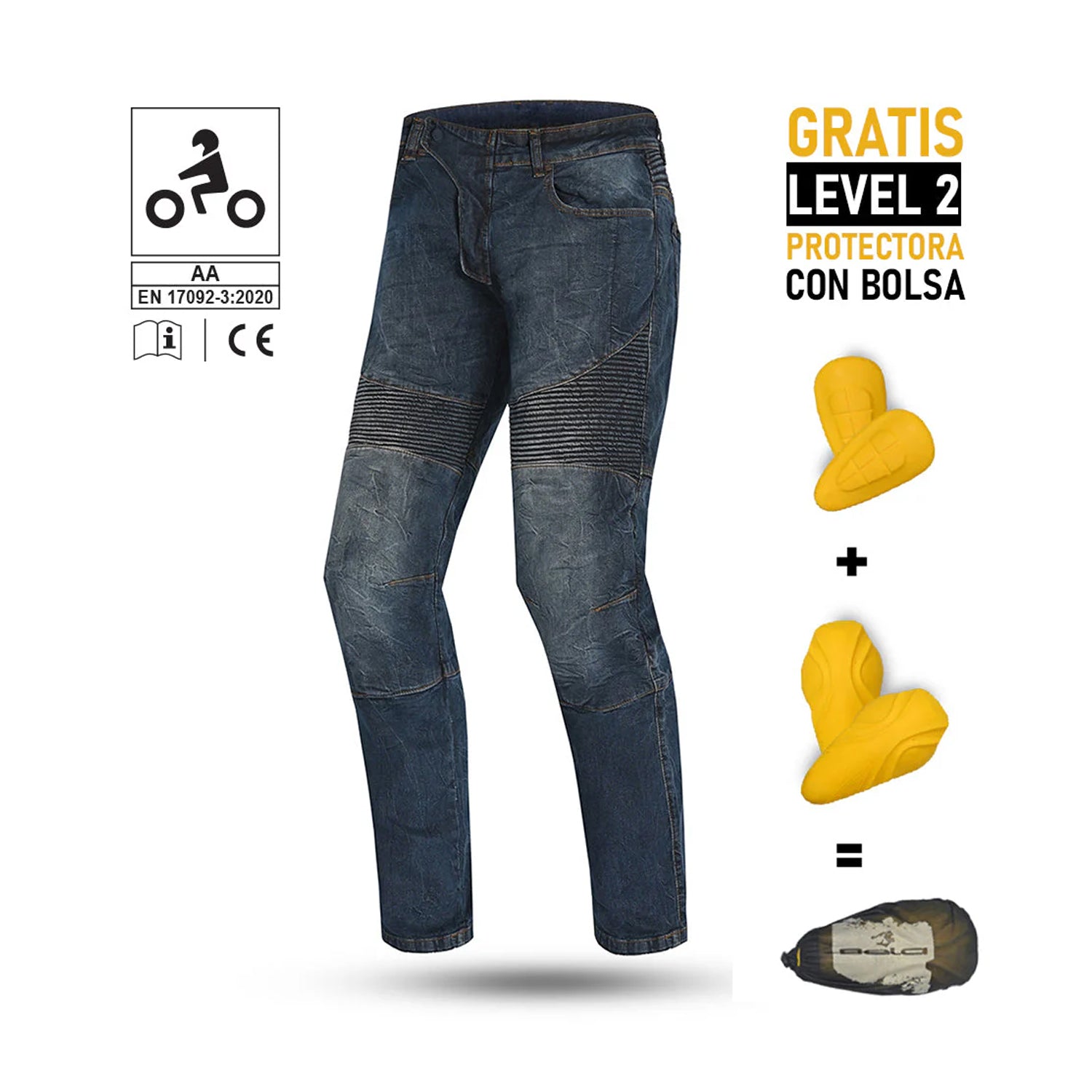 BELA TROPHY KEVLAR RMOTO PANTALONI UOMO JEANS 34L BLU 