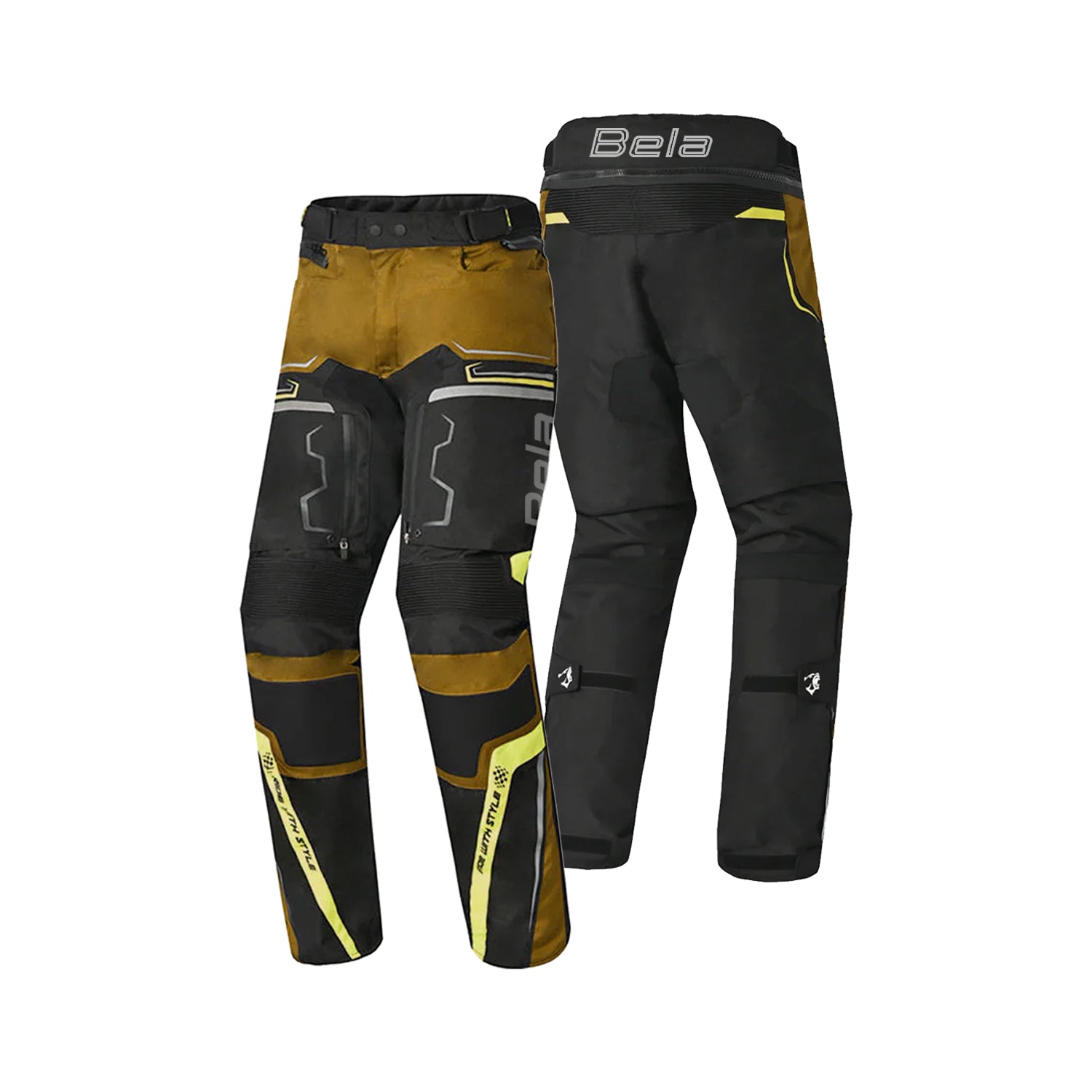 BELA WATSON TESSILE TOURING PANTALONI UOMO FLUOR NERO MARRONE GIALLO BIANCO 