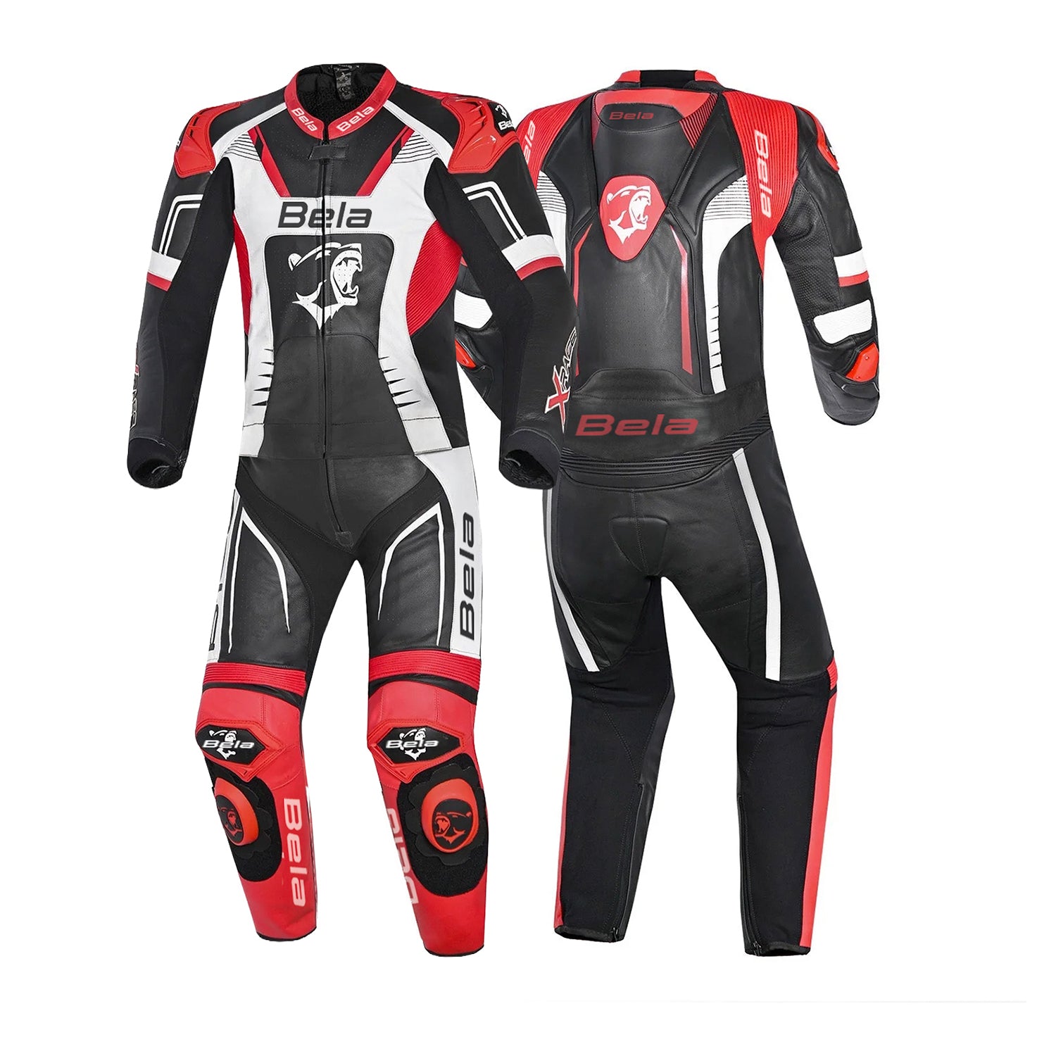 BELA X RACE TUTA IN PELLE 2 PEZZI NERO/BIANCO/ROSSO UOMO 