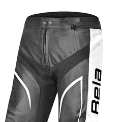BELA X RACE PELLE PANTALONI UOMO ANTRA NERO BIANCO 