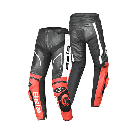 BELA X RACE PANTALONI UOMO MOTO IN PELLE NERO/BIANCO/ROSSO – Yamoto.it