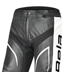 BELA X RACE PANTALONI UOMO MOTO IN PELLE NERO/BIANCO/ROSSO 