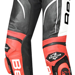 BELA X RACE PANTALONI UOMO MOTO IN PELLE NERO/BIANCO/ROSSO 