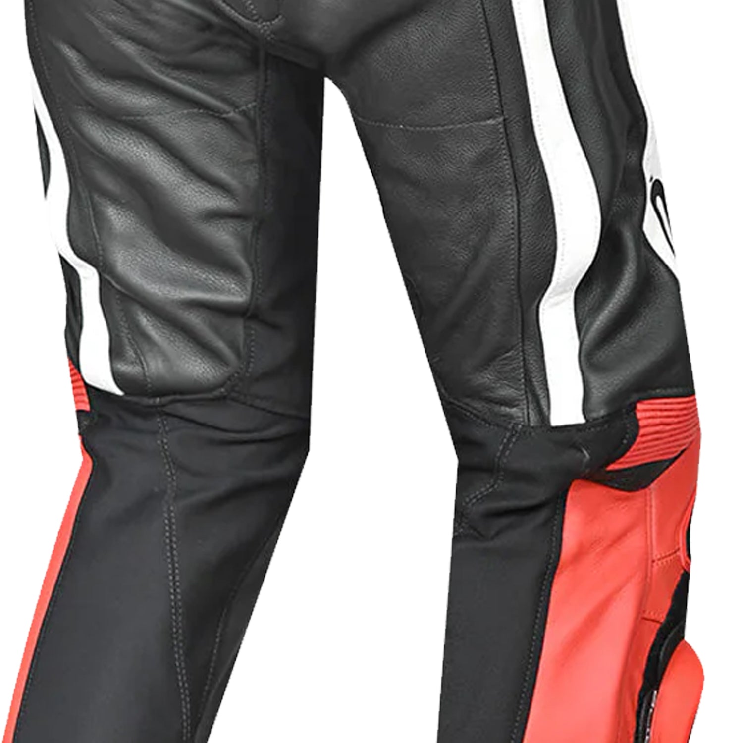 BELA X RACE PANTALONI UOMO MOTO IN PELLE NERO/BIANCO/ROSSO 