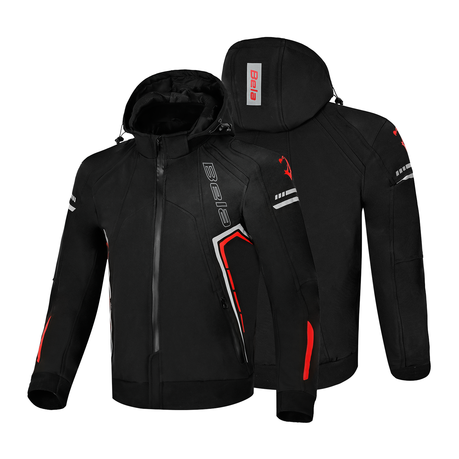 BELA BREEZE GIACCA UOMO SOFTSHELL PER CAPPUCCIO REMOVIBILE NERO/ROSSO 