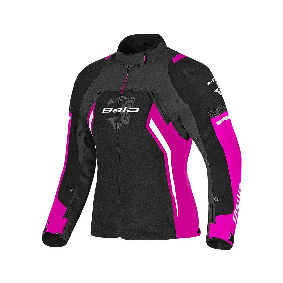 BELA ELANUR GIACCA DI MOTO DONNA NERO ANTRACITA ROSO 