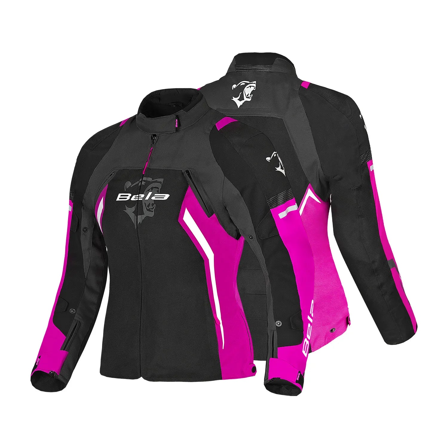 BELA ELANUR GIACCA DI MOTO DONNA NERO ANTRACITA ROSO 