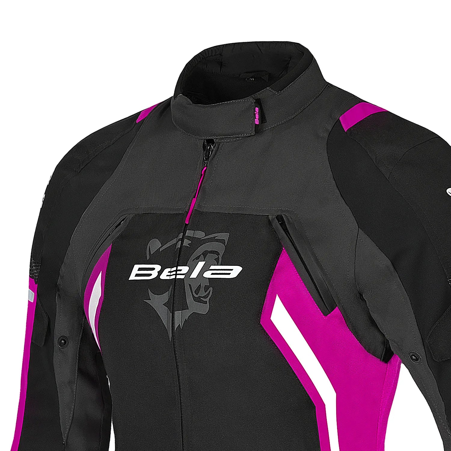 BELA ELANUR GIACCA DI MOTO DONNA NERO ANTRACITA ROSO 
