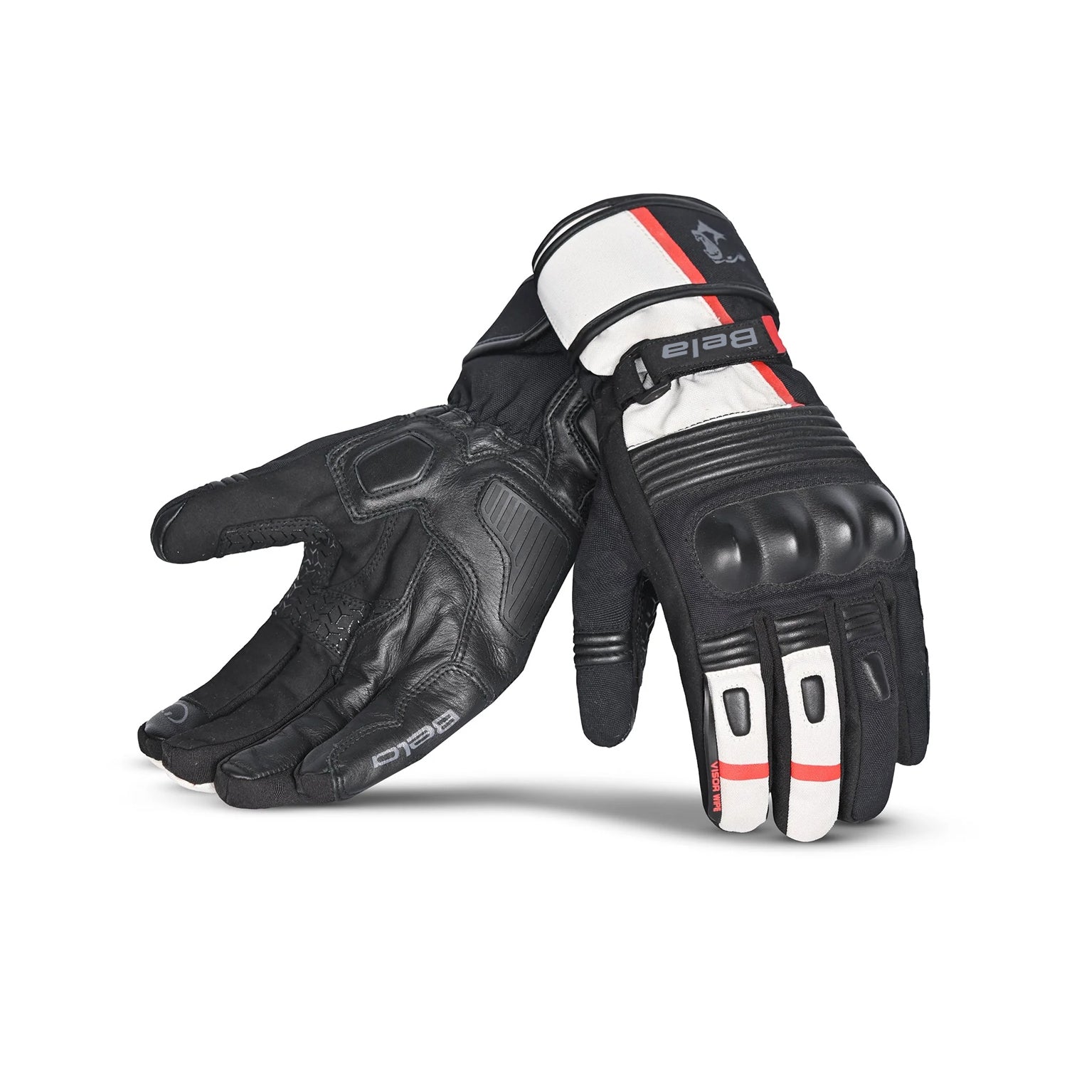 BELA - Guante Piel Ice Winter WP Negro/Blanco/Rojo 