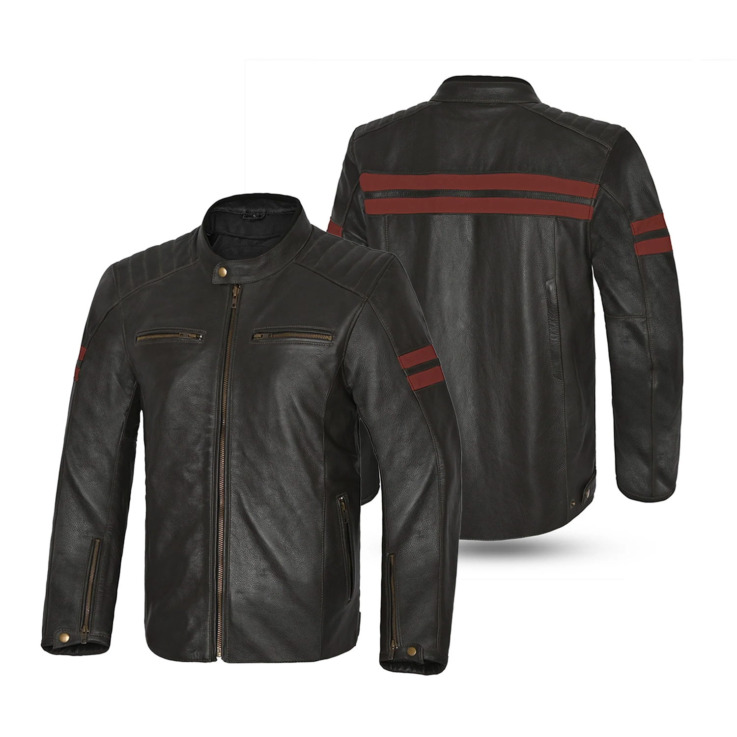 BELA GIACCA IN PELLE STARK MARRONE SCURO ROSSO 