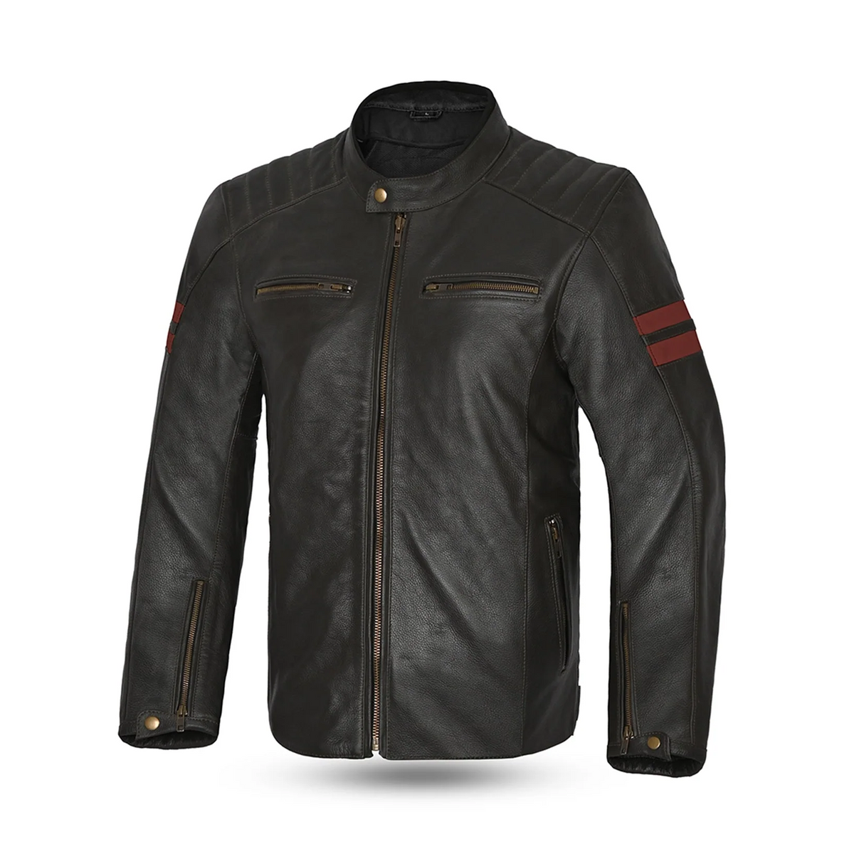 BELA GIACCA IN PELLE STARK MARRONE SCURO ROSSO 