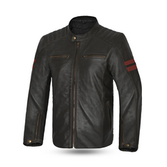 BELA GIACCA IN PELLE STARK MARRONE SCURO ROSSO 
