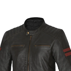 BELA GIACCA IN PELLE STARK MARRONE SCURO ROSSO 