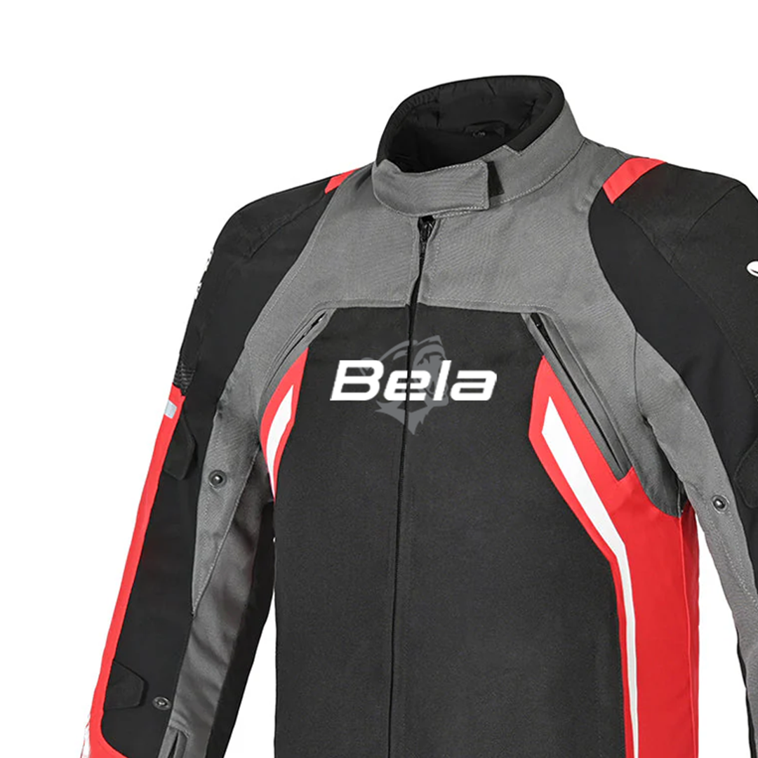 BELA CORDANIEL GIACCA MOTO NERA SCURO GRIGIO ROSSO 