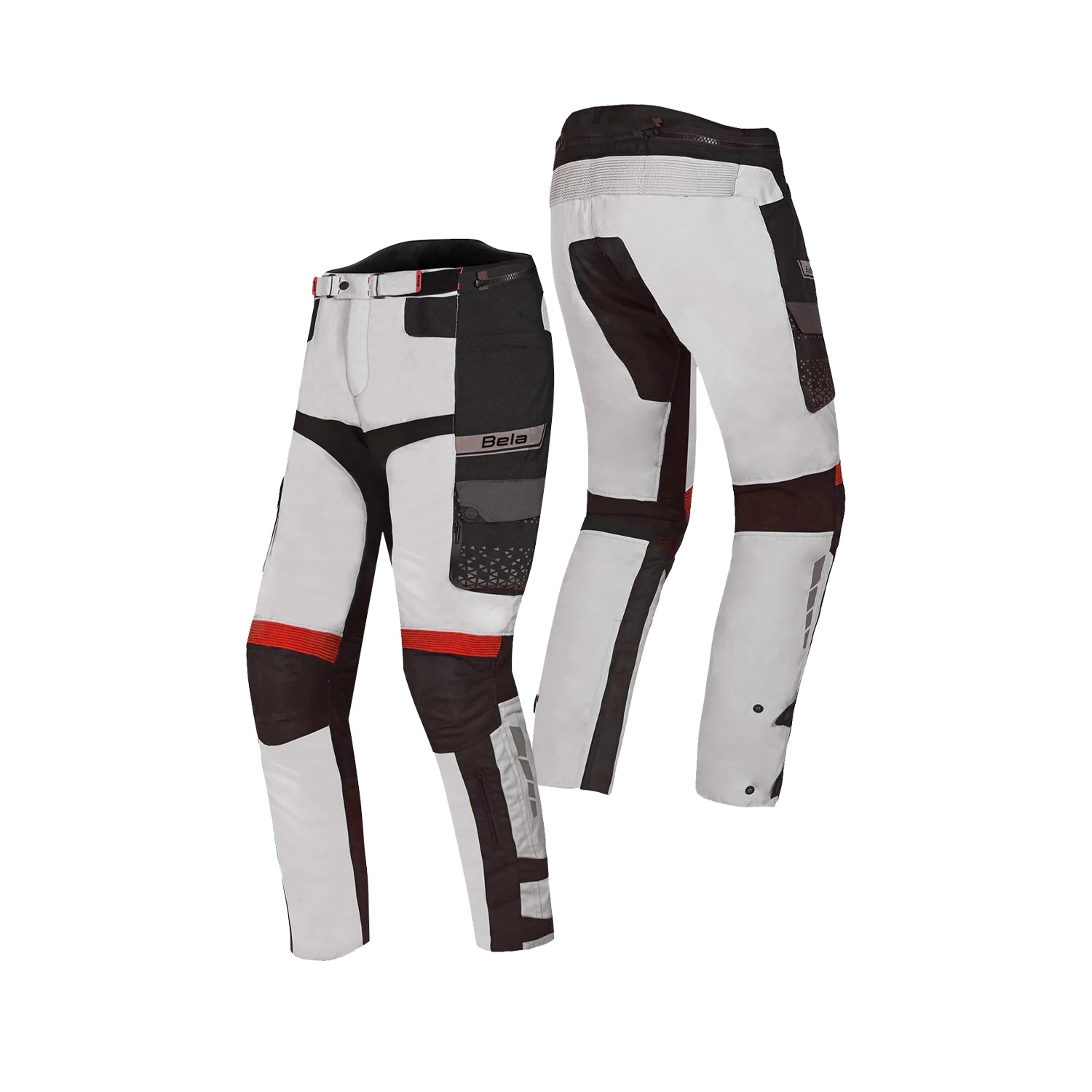 BELA CROSSROAD EXTREME WP PANTALONI UOMO MOTO TESSUTO GHIACCIO GRIGIO ROSSO 