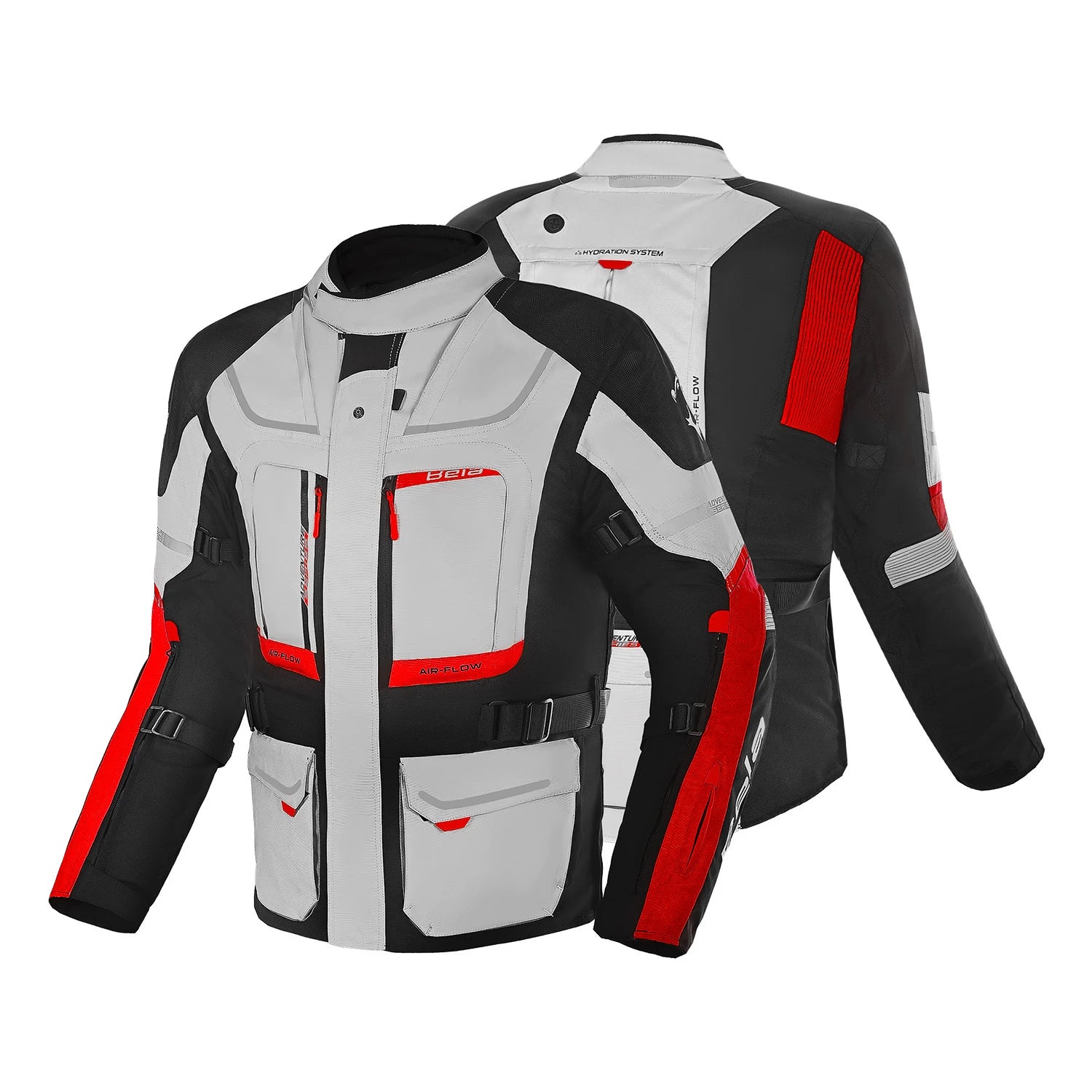 BELA TRANSFORMER 3IN1 GIACCA DI MOTO TURISMO GRIGIO NERO ROSSO 
