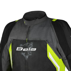 BELA CORDANIEL GIACCA DI MOTO NERO GRIGIO BUIO GIALLO FLUOR 