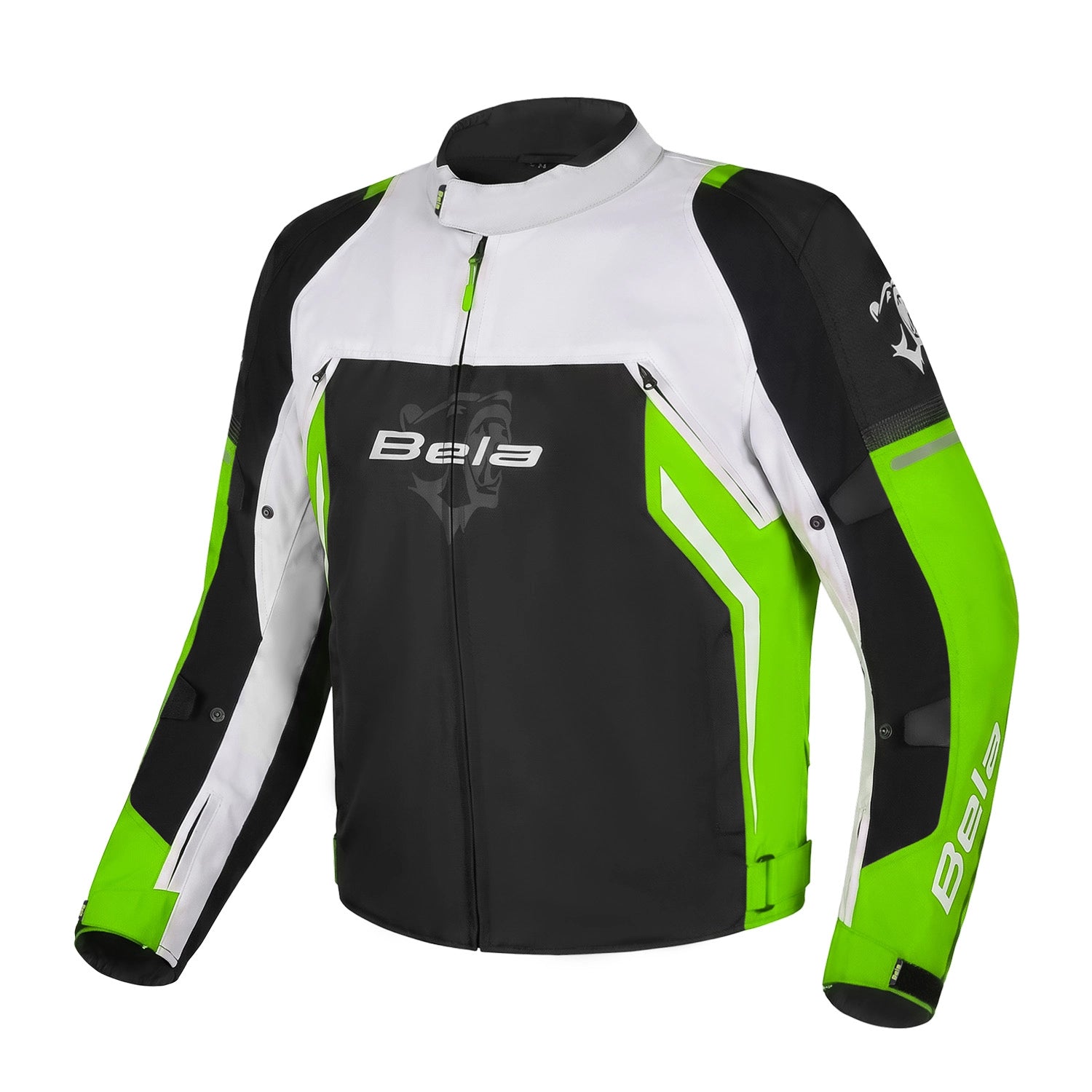 BELA CORDANIEL GIACCA DI MOTO UOMO NERO GHIACCIO VERDE FLOU 