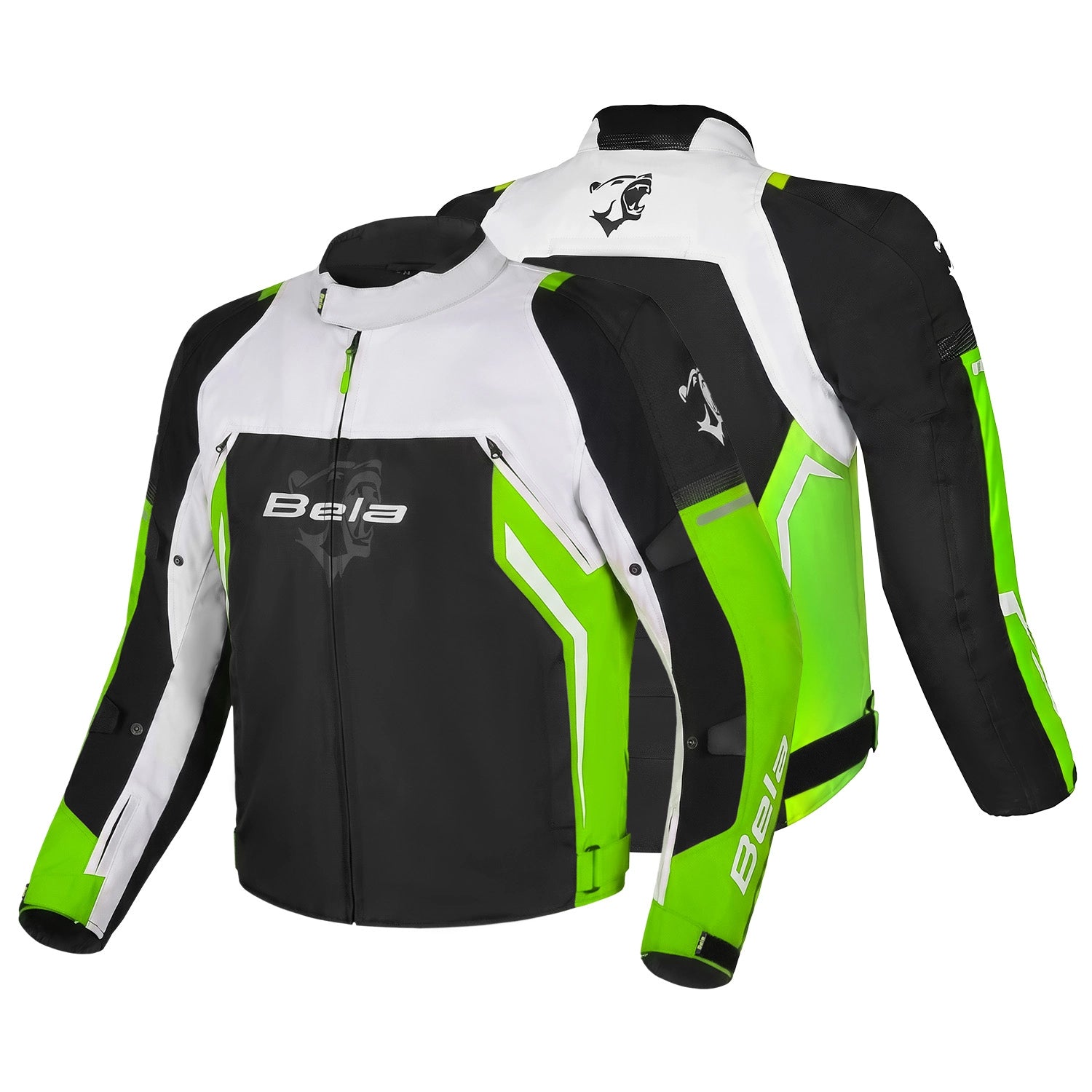 BELA CORDANIEL GIACCA DI MOTO UOMO NERO GHIACCIO VERDE FLOU 