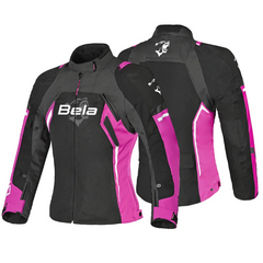 BELA ELANUR CHAQUETA DE MOTO MUJER NEGRO ANTRACITA ROSA 