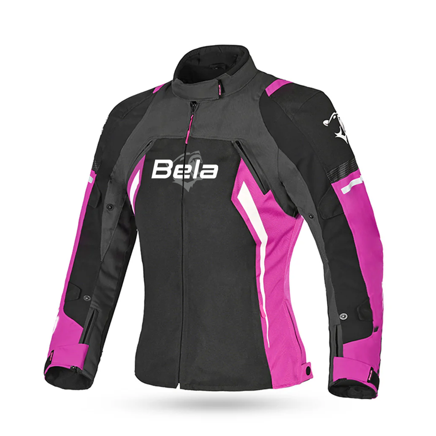 BELA ELANUR CHAQUETA DE MOTO MUJER NEGRO ANTRACITA ROSA 