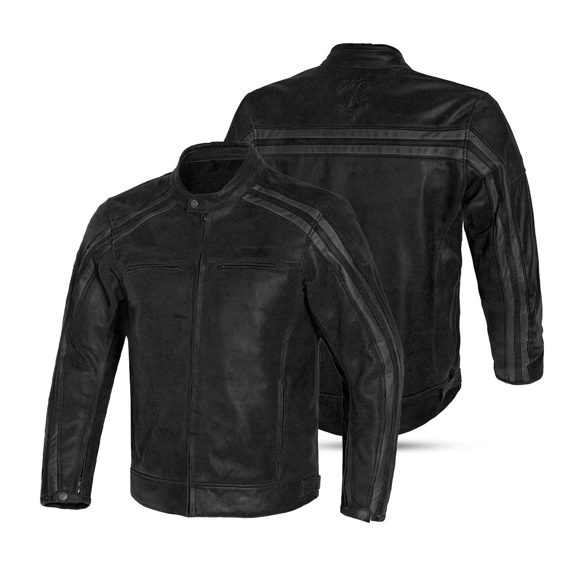 BELA NIGHT HAWK GIACCA MOTO IN PELLE NERO GRIGIO 