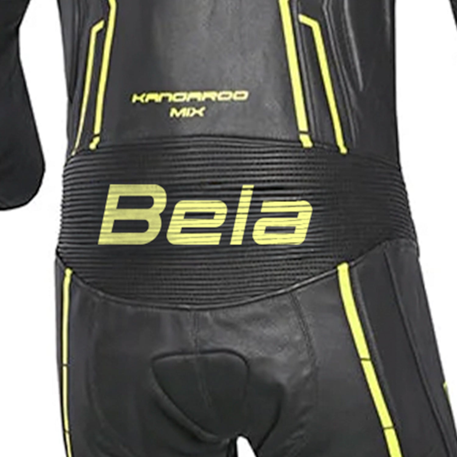 BELA ROCKET 1PC TUTA UOMO PELLE CANGURO MIX NERO GIALLO 