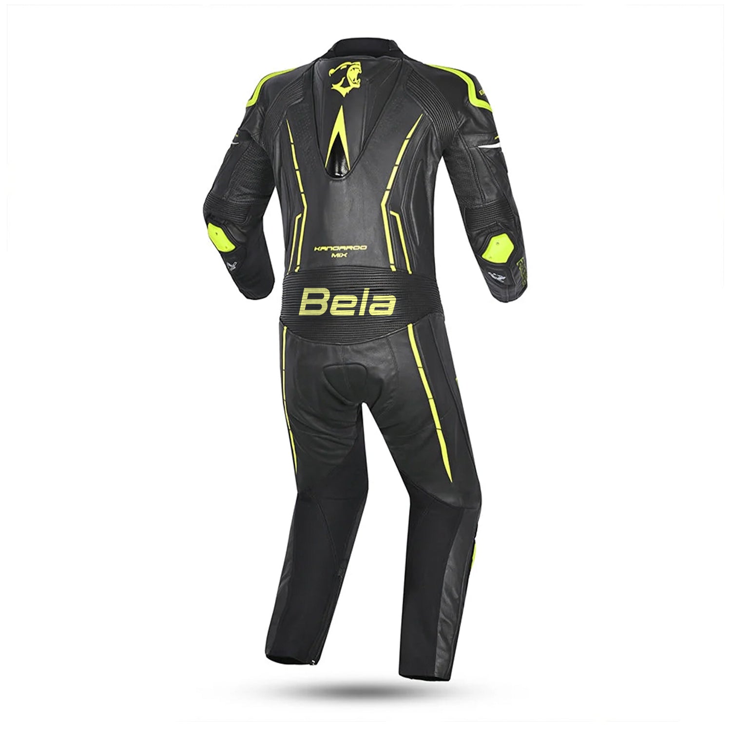 BELA ROCKET 1PC TUTA UOMO PELLE CANGURO MIX NERO GIALLO 