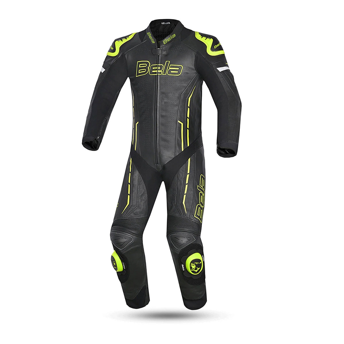 BELA ROCKET 1PC TUTA UOMO PELLE CANGURO MIX NERO GIALLO 