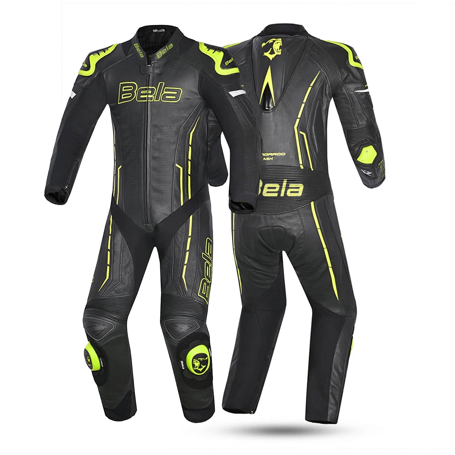 BELA ROCKET 1PC TUTA UOMO PELLE CANGURO MIX NERO GIALLO 