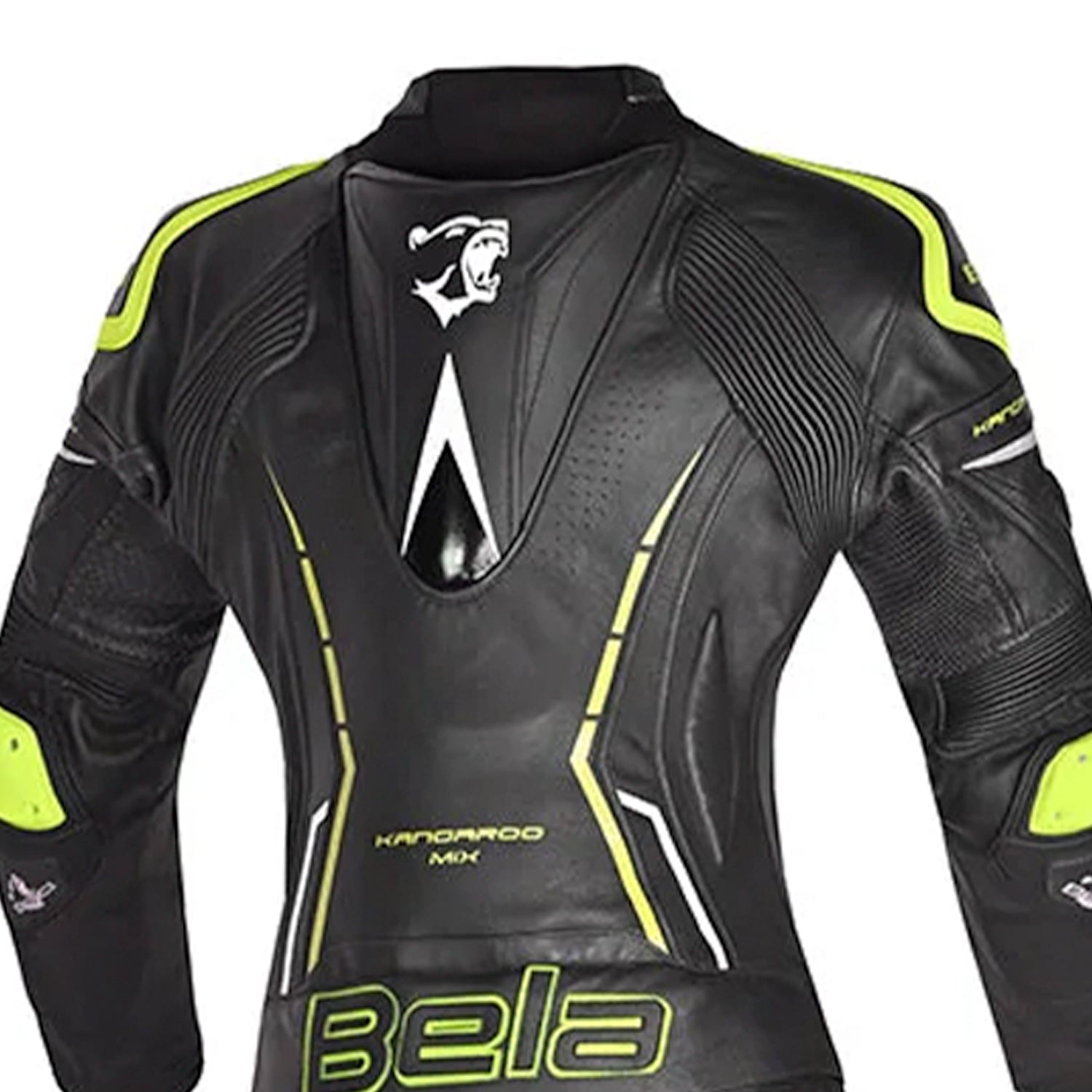 BELA ROCKET 2PC TUTA DONNA IN PELLE CANGURO MIX NERO GIALLO 