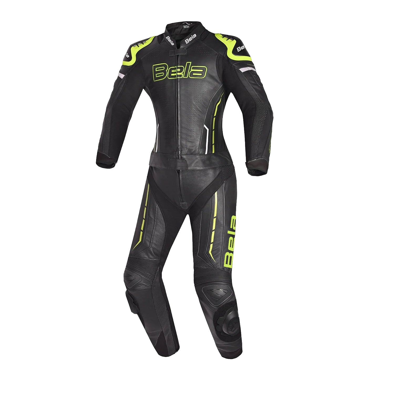 BELA ROCKET 2PC TUTA DONNA IN PELLE CANGURO MIX NERO GIALLO 