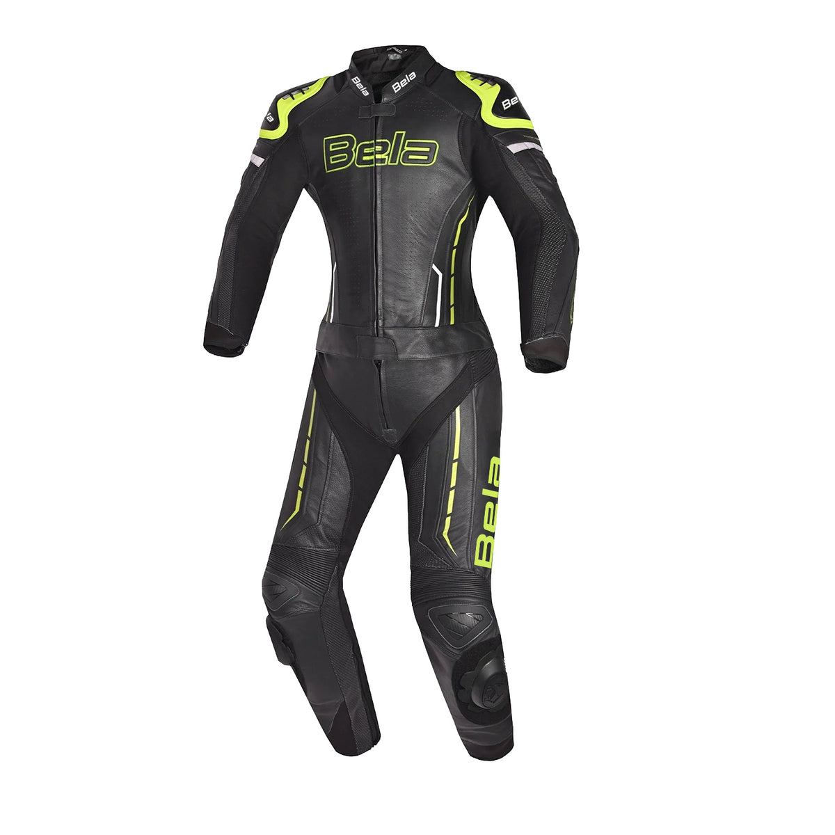 BELA ROCKET 2PC TUTA DONNA IN PELLE CANGURO MIX NERO GIALLO 