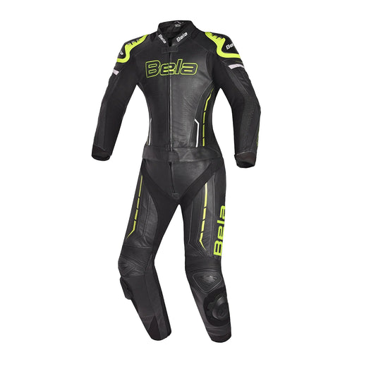 Bela Rocket Black Yellow 2PC Kangaroo Leather Mix Women's Jumpsuit – Yamoto.it