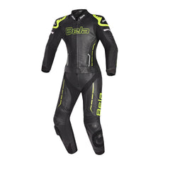BELA ROCKET 2PC TUTA DONNA IN PELLE CANGURO MIX NERO GIALLO 