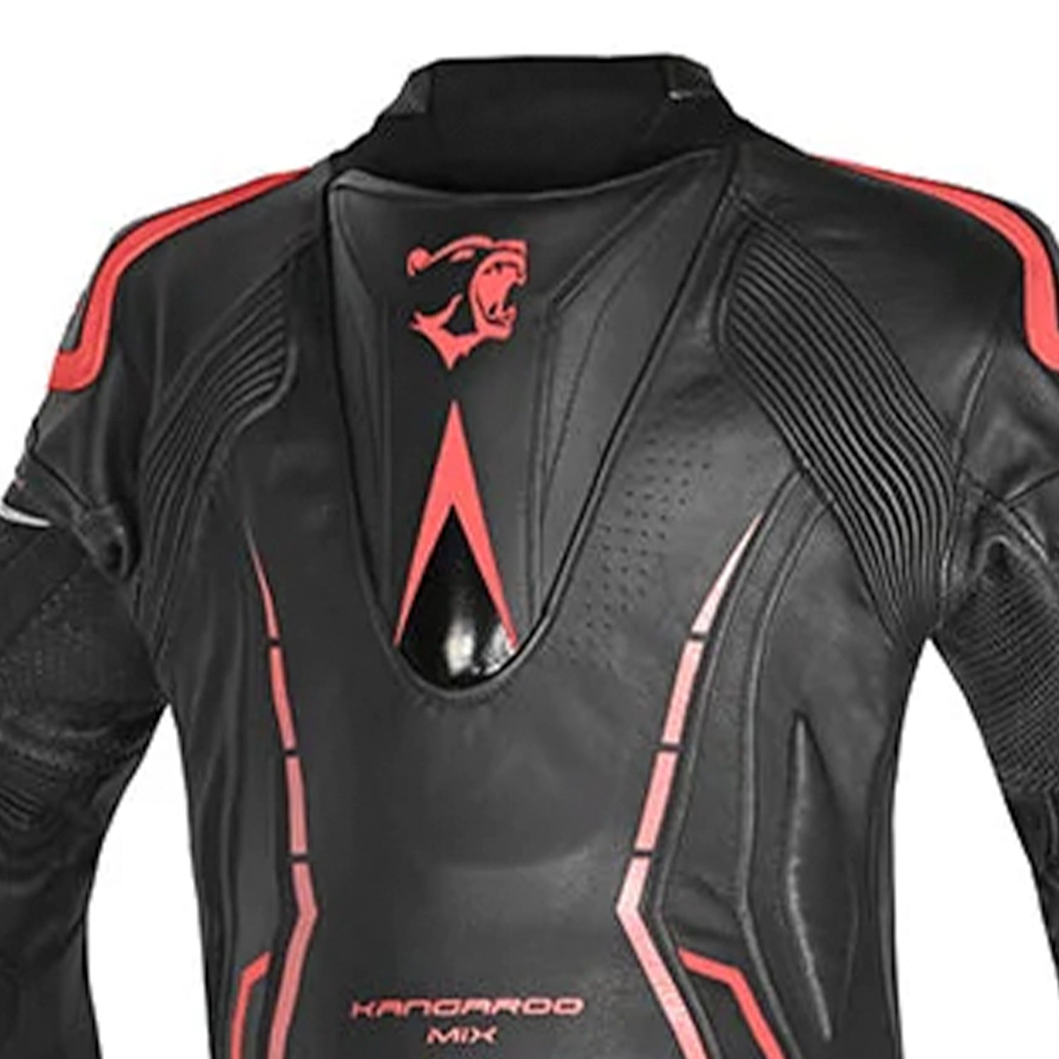 BELA ROCKET 2PC TUTA UOMO IN PELLE CANGURO MIX NERO ROSSO 
