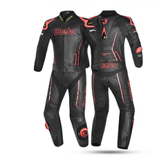 BELA ROCKET 2PC TUTA UOMO IN PELLE CANGURO MIX NERO ROSSO 