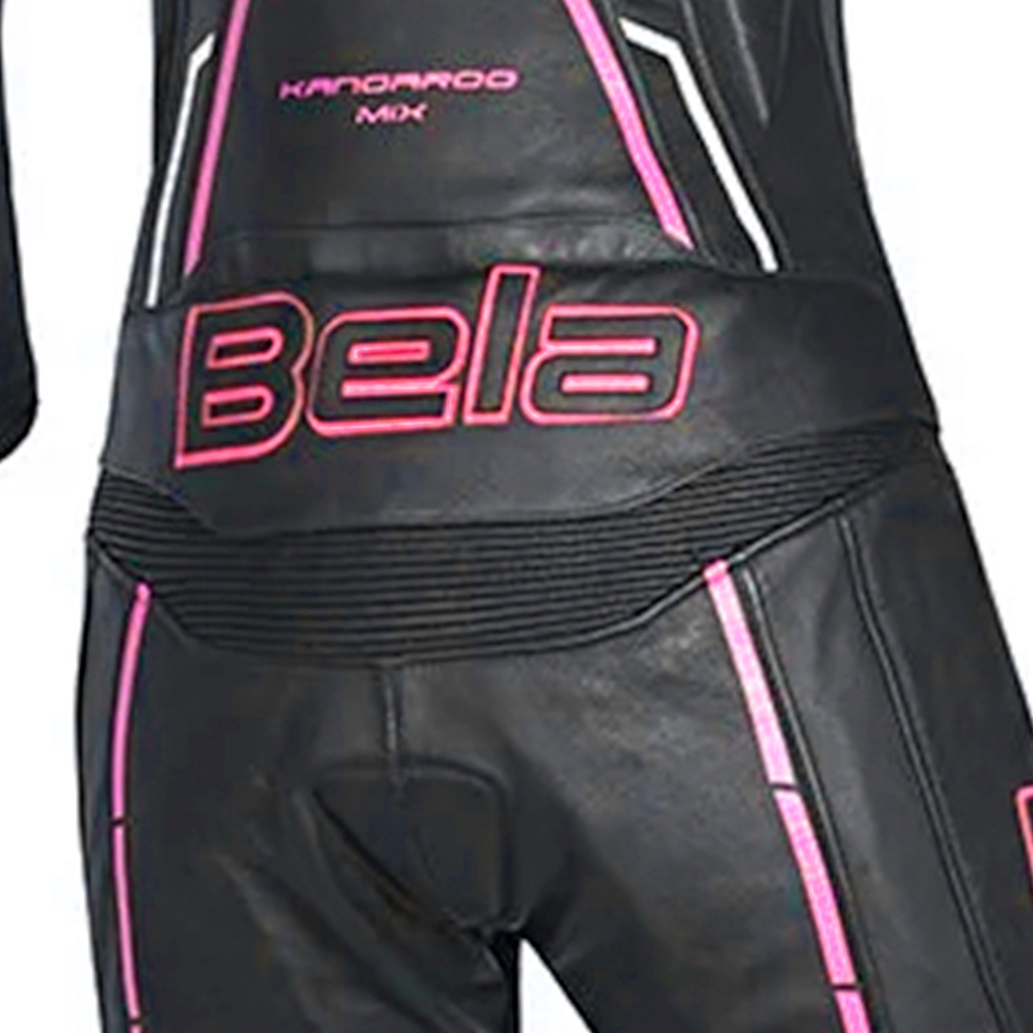 BELA ROCKET KANGROO MIX 2PC TUTA DONNA IN PELLE BIANCO NERO ROSA 