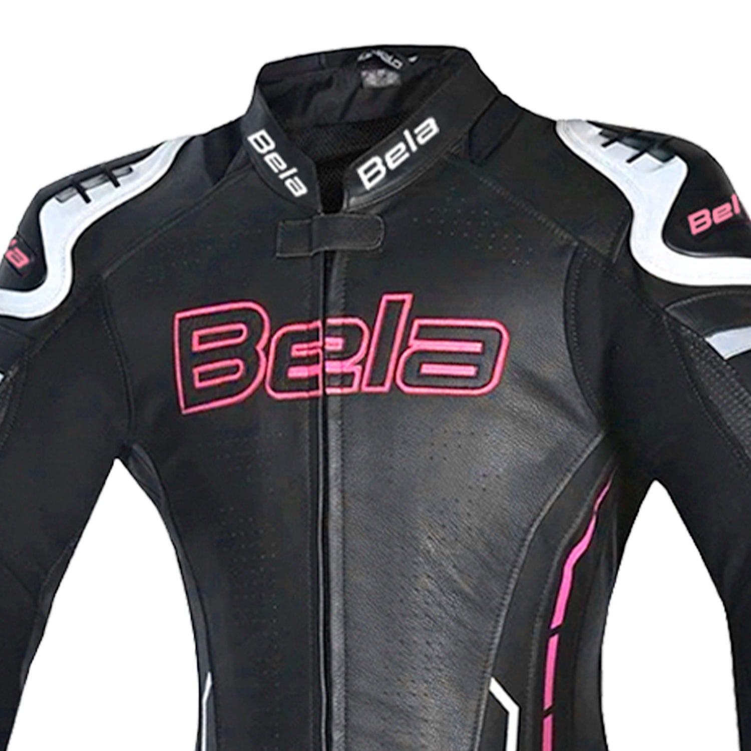 BELA ROCKET KANGROO MIX 2PC TUTA DONNA IN PELLE BIANCO NERO ROSA 