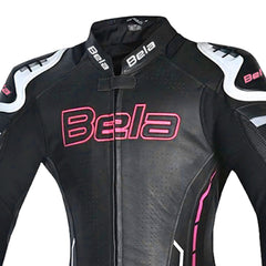 BELA ROCKET KANGROO MIX 2PC TUTA DONNA IN PELLE BIANCO NERO ROSA 