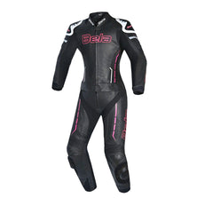 BELA ROCKET KANGROO MIX 2PC TUTA DONNA IN PELLE BIANCO NERO ROSA 