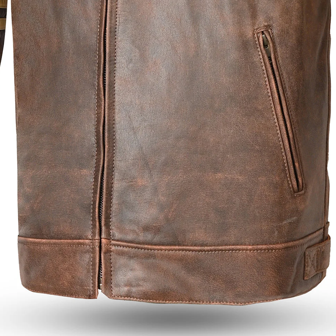 BELA ROYAL RIDER GIACCA IN PELLE VINTAGE MARRONE/BEIGE 