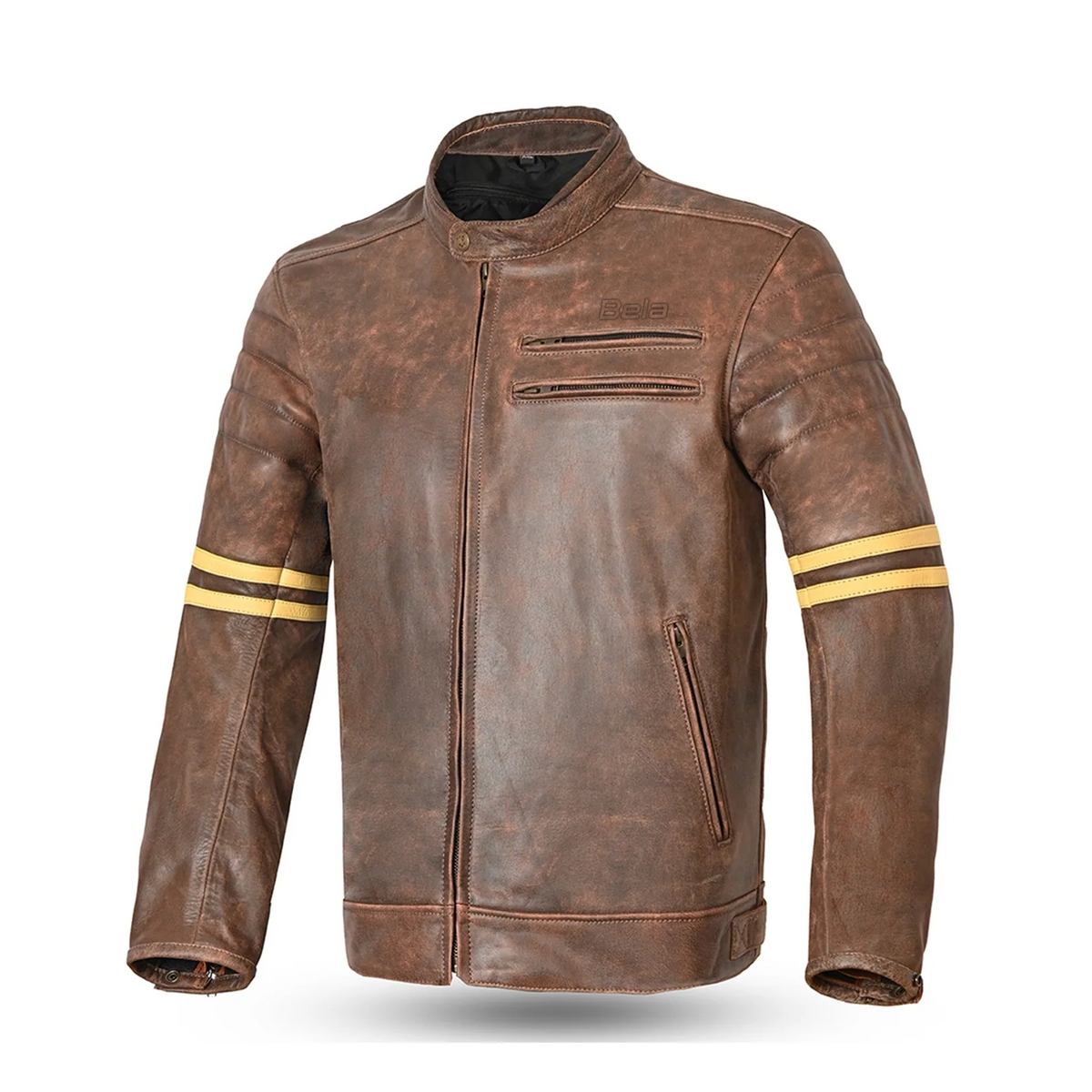 BELA ROYAL RIDER GIACCA IN PELLE VINTAGE MARRONE/BEIGE 